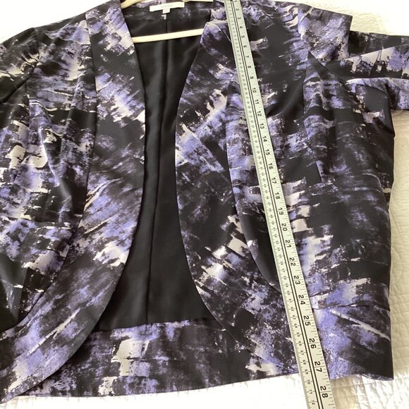 Sejour Womens Open Front Kimono Jacket Size 18W Black & Purple Abstract Print - Picture 11 of 16